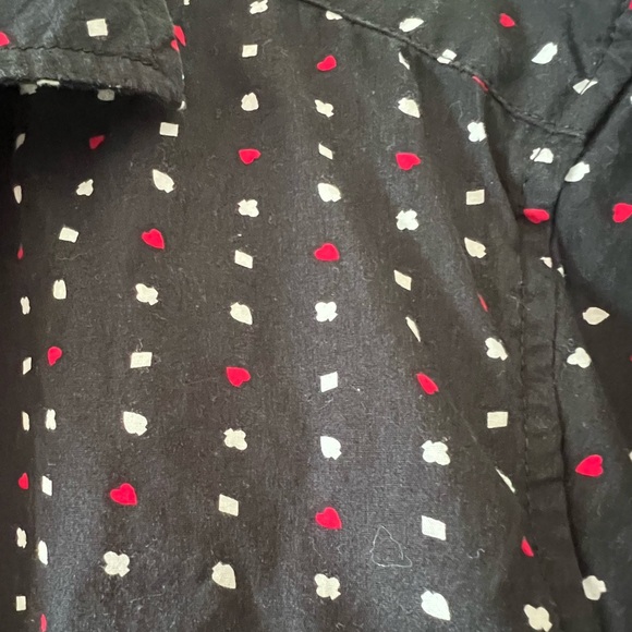 The American Dream, black short sleeve button up shirt with spades, hearts print - Picture 3 of 4